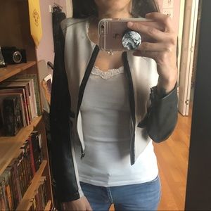Cropped faux leather jacket